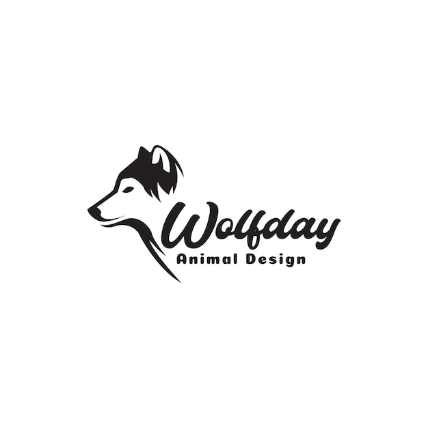 Vista laterale lupo o husky siberiano logo design vettoriale simbolo grafico icona illustrazione idea creativa