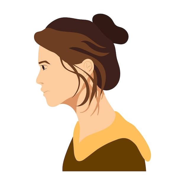 Side view of a woman with sloppy hair. Girl is very exhausted, tired of work feminism women's rights