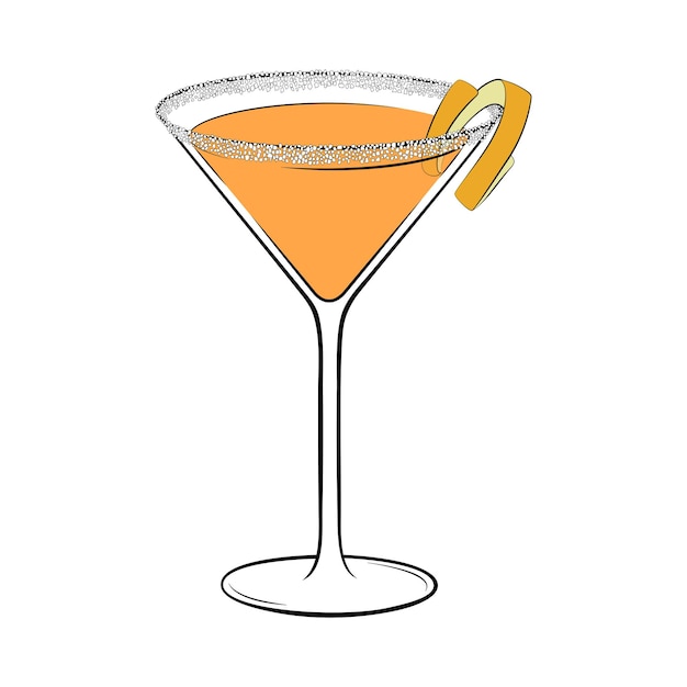 Sidecar cocktail with orange peel