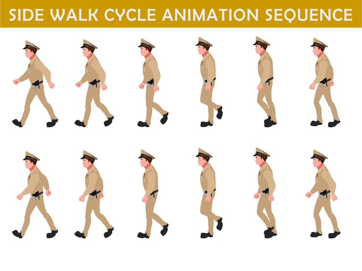 Vector sidewalk walk cycle animation