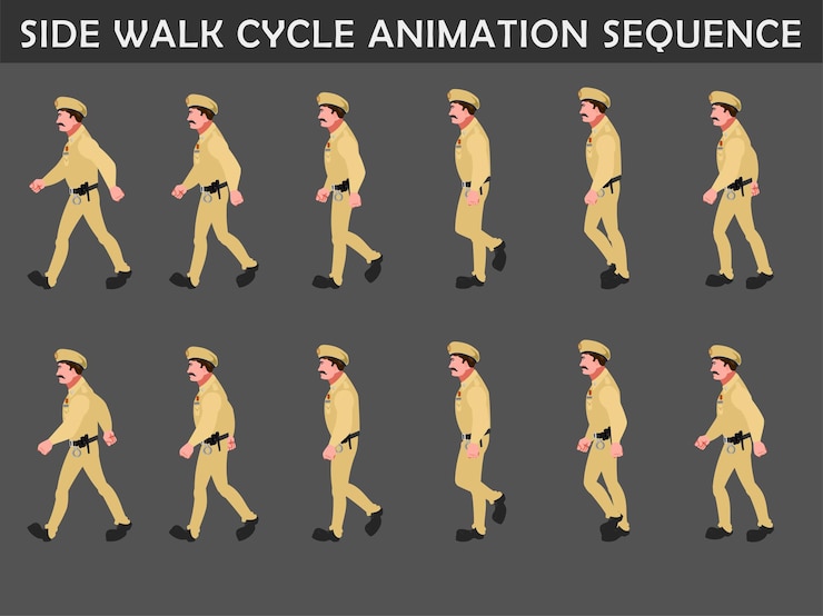 Vector sidewalk walk cycle animation