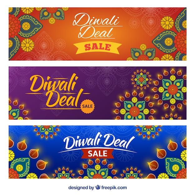 Vector sier banners van diwali-deals