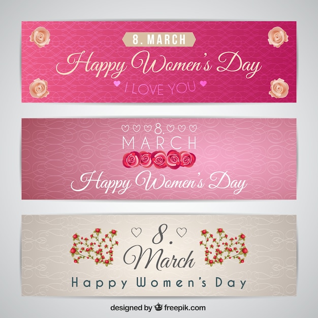 Sier bloemen vrouwen dag banners