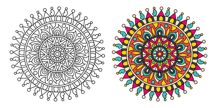 Vector sier mandala ontwerp kleurboekpagina voor volwassenen