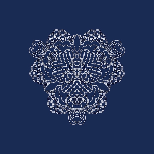 Sier wit mandala-patroonontwerp met marineblauwe achtergrond