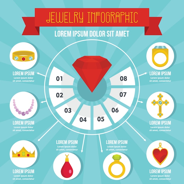 Sieraden infographic concept, vlakke stijl