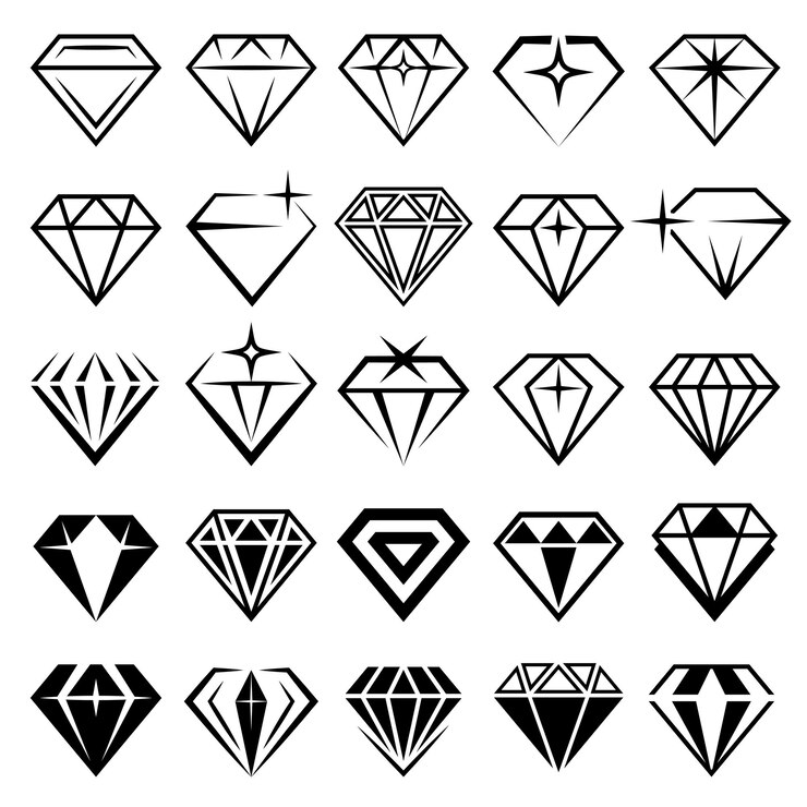 Vector sieraden set. gestileerde diamanten collectie recente vector zwarte symbolen. diamant gestileerd, sieraden luxe, juweel collectie illustratie