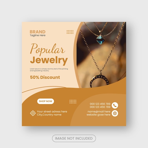 Vector sieraden social media post en instagram banner of vierkante flyer ontwerp premium