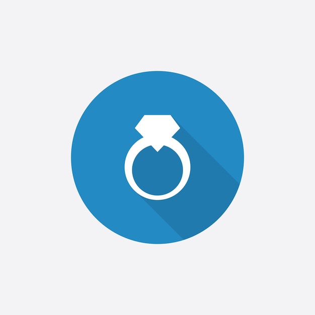 Sieradenring flat blue simple icon met lange schaduwxa