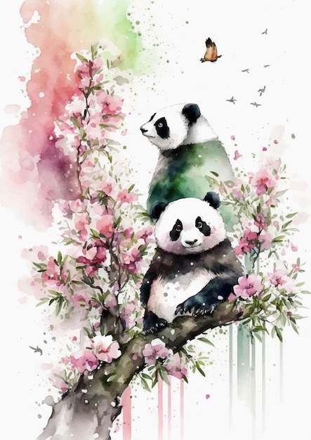 Vector sierlijke aquarel panda schets ontwerp