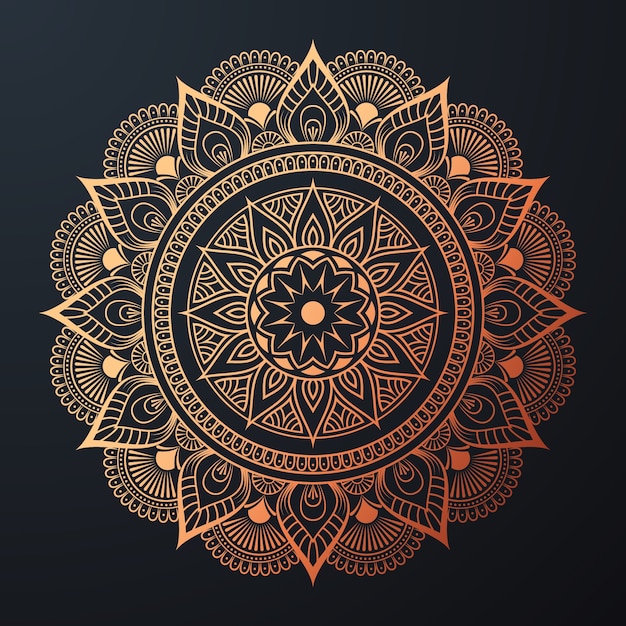 Vector siermandala met gouden kleur arabesque bloemen islamitische oost-stijl