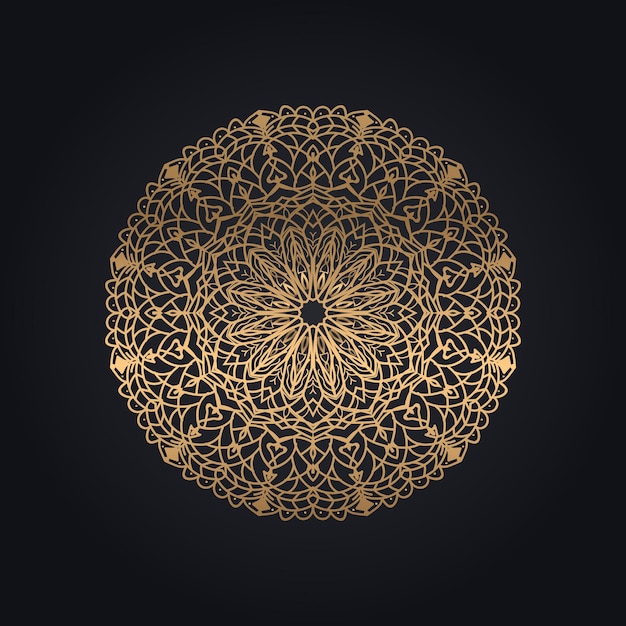 Vector siermandala met gouden kleur arabesque bloemen islamitische oost-stijl