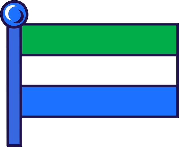 Вектор Флаг страны сьерра на флагштоке для регистрации торжественного мероприятия, встречи иностранных гостей официальный флаг сьерры на шесте государств-участников простой вектор изолирован на белом фоне