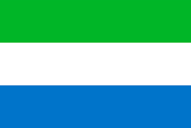 Vettore colori ufficiali della bandiera della sierra leone e proporzione illustrazione vettoriale