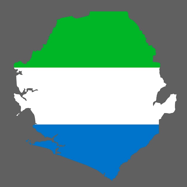 Sierra leone kaart met vlag afrikaanse cartoggrafie