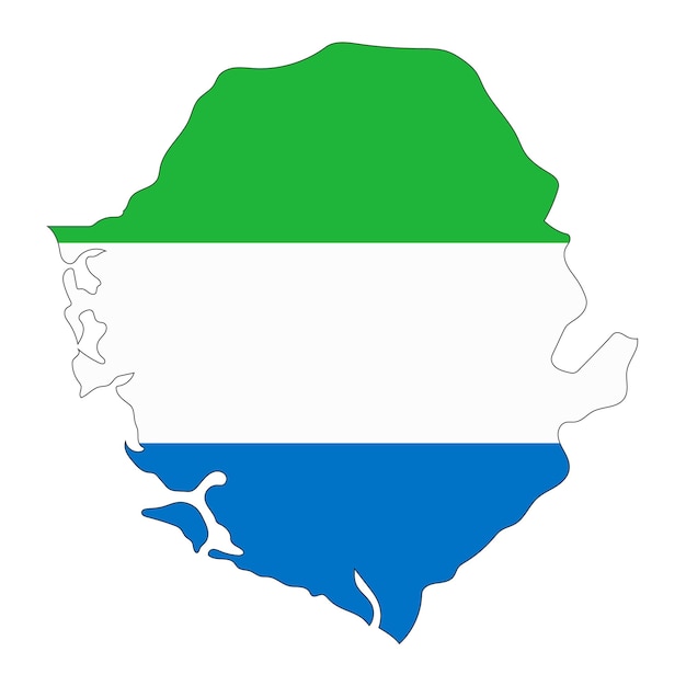 Sierra Leone kaart silhouet met vlag geïsoleerd op een witte achtergrond