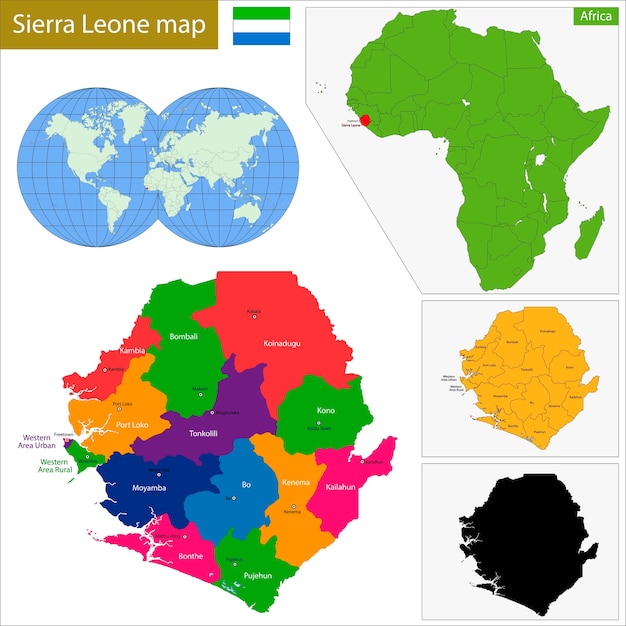 Vettore mappa della sierra leone