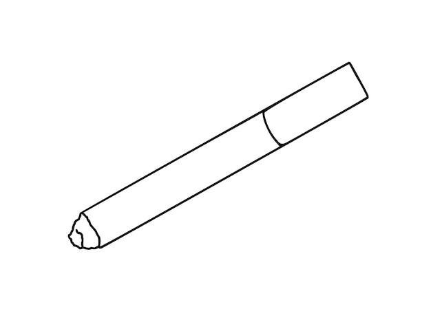 Sigaret aangestoken roken slechte gewoonte doodle lineaire cartoon kleuren