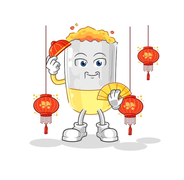 Sigaret Chinees met lantaarns illustratie karakter vector