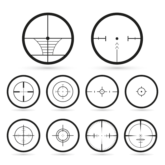 Vector sight icons optics sniper sights optical target icon set for online shooters and rpg games