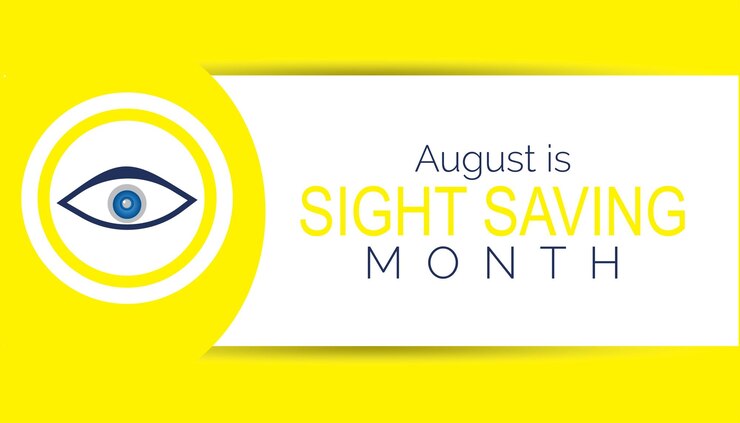 Vector sight saving month is observed every year in augustbanner holiday poster card and background