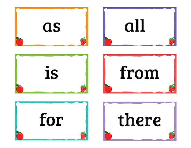 Vector sight word flashcards