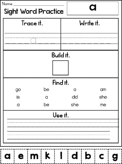 Sight Word Practice trace it Write it Build it Find it Use it