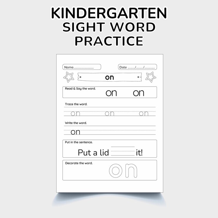 Vector sight word practice worksheet preprimary home schooling