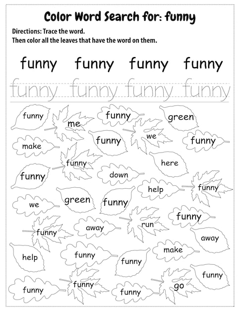Sight Words Search Educational Worksheet for preschool and primary school learning, Coloring pages