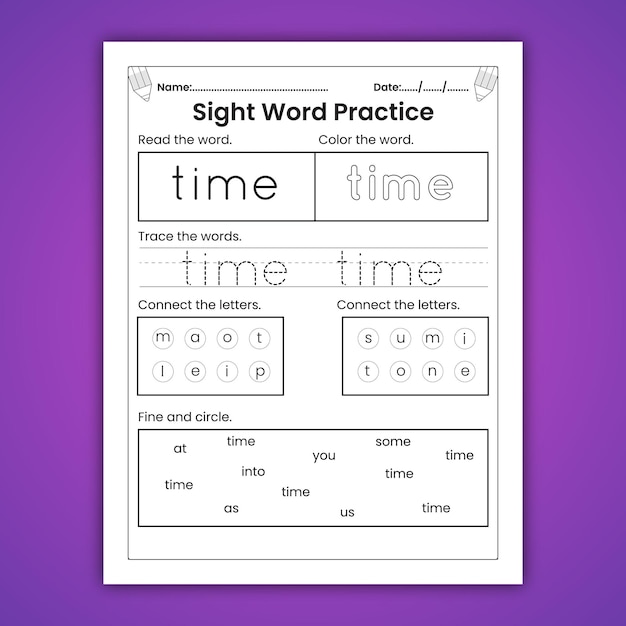 Sight Words-werkbladen voor kinderen