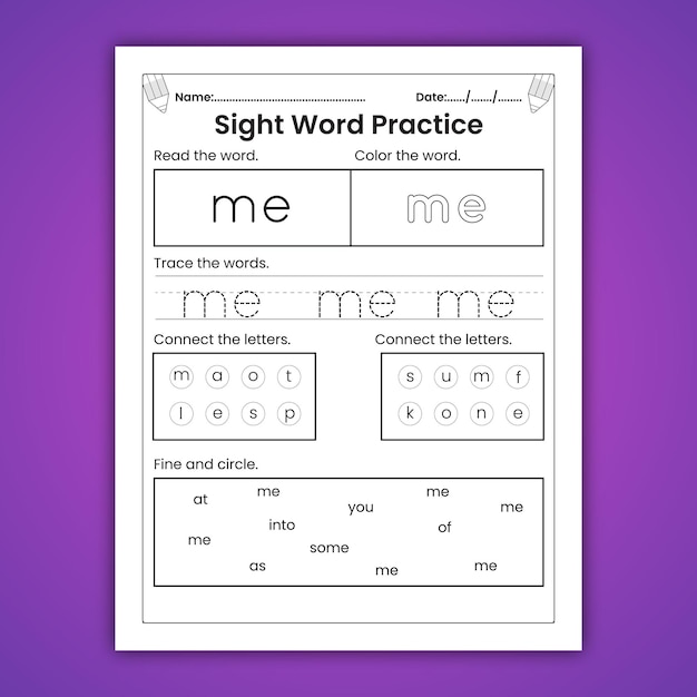 Sight Words Worksheets for Kids