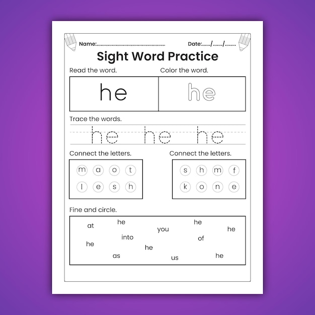 Sight Words Worksheets for Kids