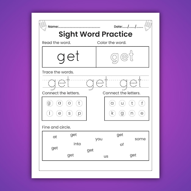 Рабочие листы Sight Words для детей