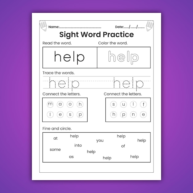 Sight Words Worksheets for Kids