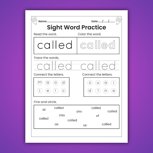 Sight Words Worksheets for Kids