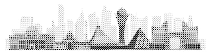 Vector sights of astana capital of kazakhstan cityscape halftone dots fading dot effect