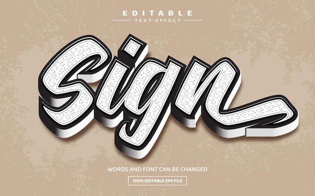 Sign 3d editable text effect template