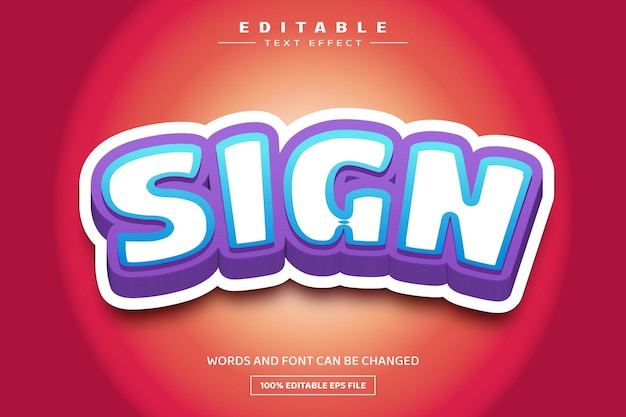 sign 3d editable text effect template