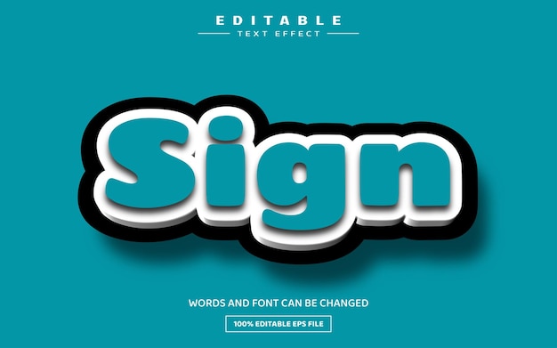 Sign 3d editable text effect template