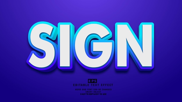 Sign 3d Editable Text Effect Vector With Background