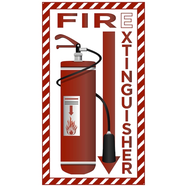 Sign board of Fire extinguisher in realistic style Colorful vector illustration on white background