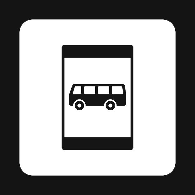 白い背景に単純なスタイルで隔離されたバス停のサインアイコン 道路の規則のシンボル