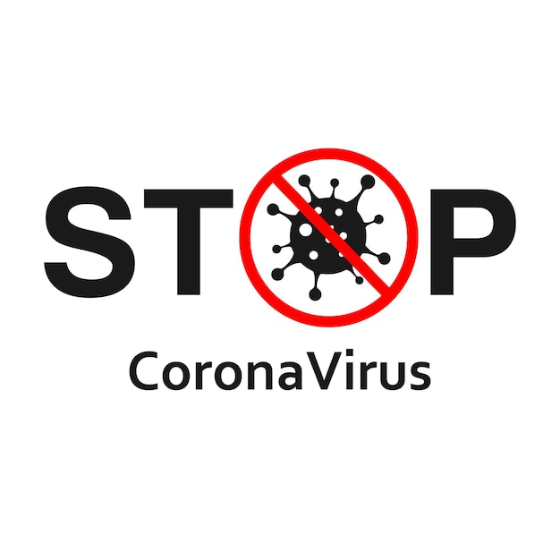 Sign caution coronavirus. Stop coronavirus. Coronavirus outbreak. Coronavirus danger and public health risk disease and flu outbreak. Pandemic medical concept with dangerous cells.Vector illustration