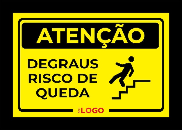 Vector sign caution risk of falling on steps vector