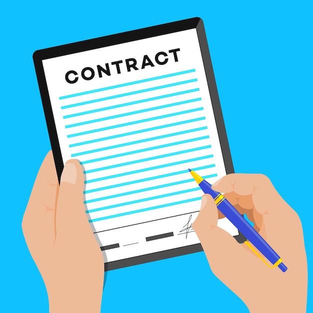 Sign contract vector concept