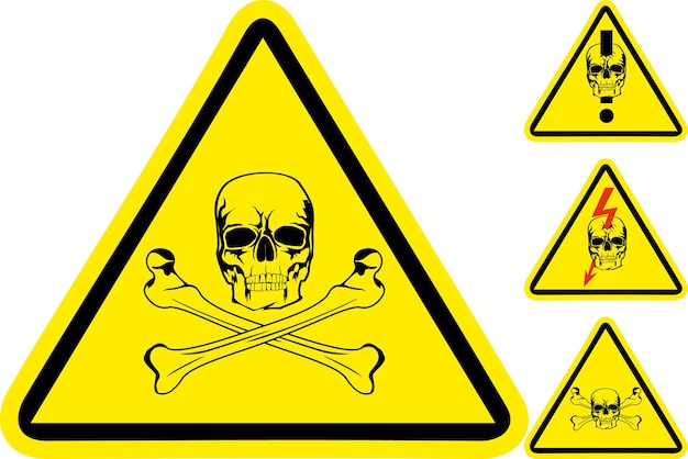 Vector sign on danger with skull and crossed bones