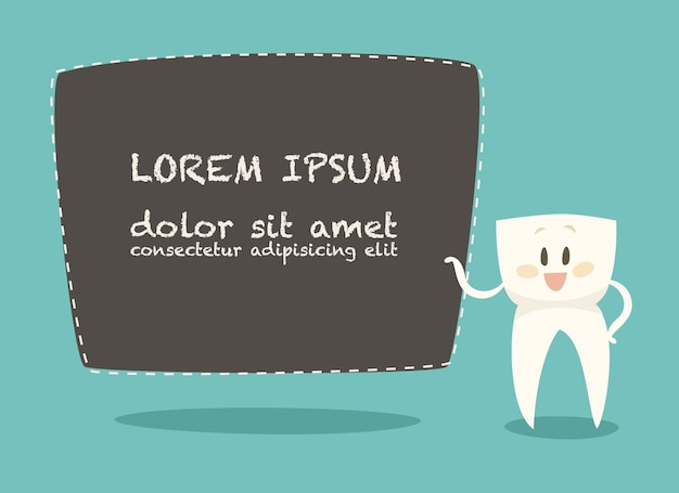 Sign dentist (business card) healthy white teeth, vector illustration, flat design