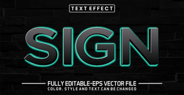 Sign glowing yellow light background text effect editable text effect