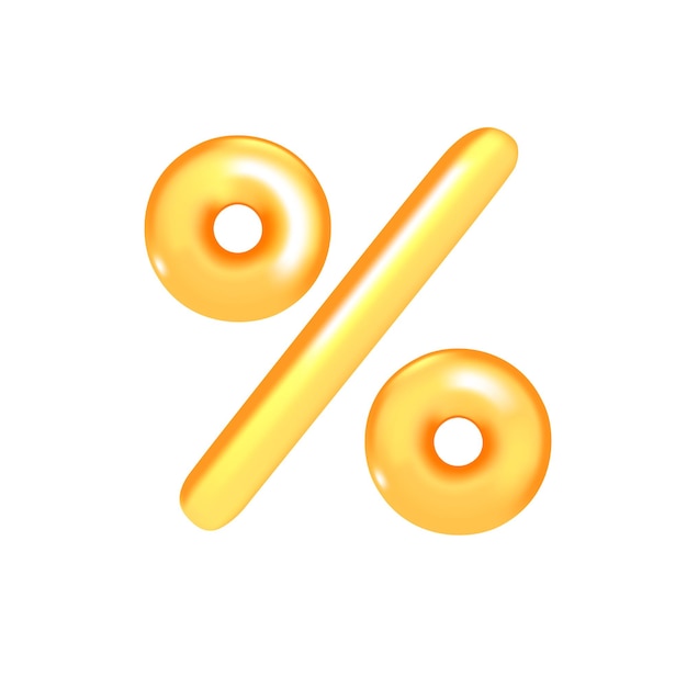 Sign of golden percentage vector illustration on white background