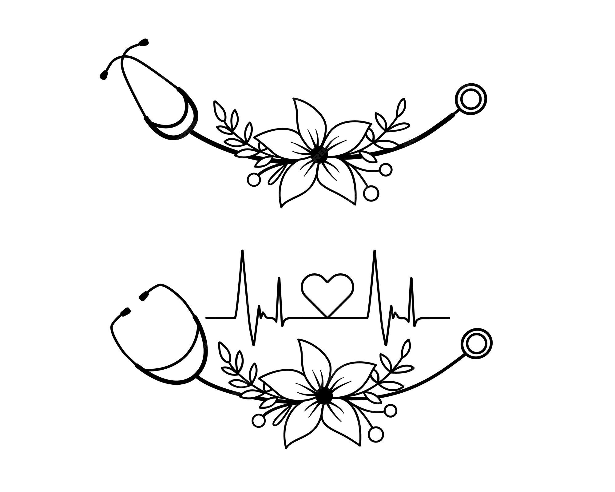 heart rhythm line clipart for flower